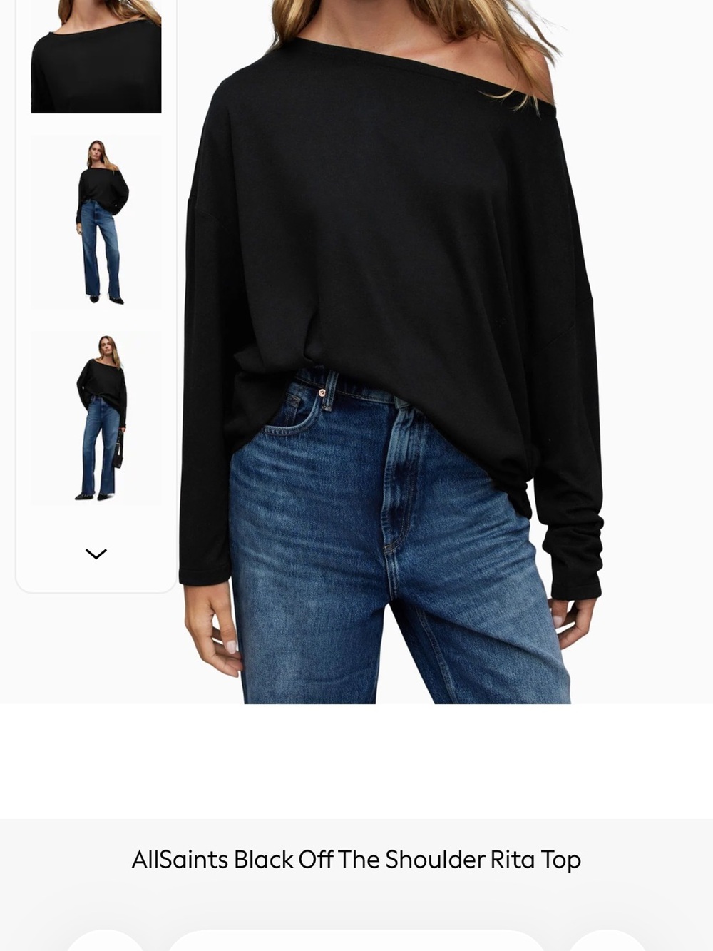 All Saints Rita Off The Shoulder Top Black Size Small
